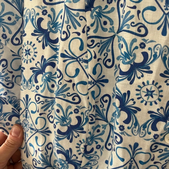 XXL Hill house Laura linen dress in blue mosaic - Picture 2 of 5